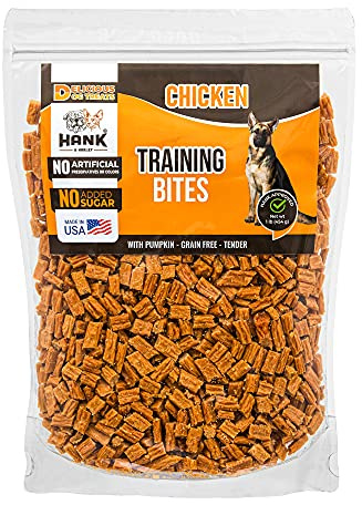 Hank & Harley Training Bites, Chicken 1lb - USA Lean Protein Soft Dog Treats with Pumpkin. 100% Natural & NO Flour, fillers or Added Sugar. Ideal for finicky Pets