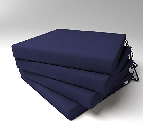 Market-Alley Stuhlkissen Sitzkissen mit Bänder für Gartenstuhl, Küche oder Esszimmerstuhl Stuhlauflage (115 Marineblau 40x40x4cm - 4er Set)