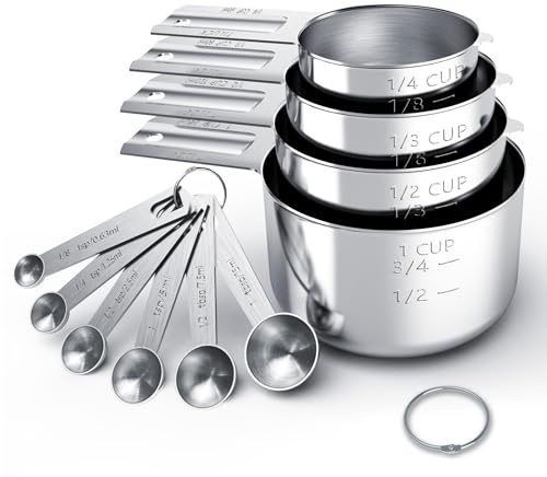 TILUCK Stainless Steel Measuring Cups & Spoons Set, Cups and Spoons,Kitchen Gadgets for Cooking & Baking (10)
