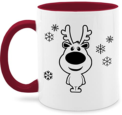 Tasse Tassen 325ml - Weihnachtstasse Weihnachten - Rentier Schneeflocken schwarz - 325 ml - Bordeauxrot - weihnachtstassen christmas schneeflocke mug weihnachtsbecher weihnachtsmotiv wichteltassen