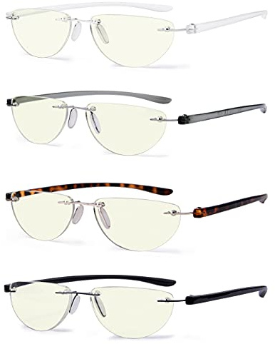 Eyekepper 4er Pack Randlose Lesebrille Damen Herren Halbmond Lesehilfe