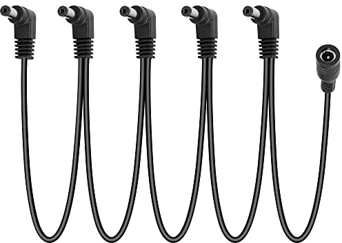 GELRHONR Daisy Chain Stromkabel, 1 auf 5 Wege Daisy Chain Kabel Gitarren-Effektpedal Netzteil Splitter Kabel, DC5521 9V 2A Splitterkabel mit rechtwinkligem Winkel 4.2Ft