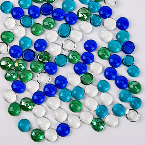 Hisredsun 290pcs Galets de Verre Décoratifs pour Vases 1,35kg,Multicolore | 17-20 mm Galets Plats pour Décoration Table,Vase Décor d’Aquarium,Remplissage de Vase,Décoration Cheminée,Décoration Maison