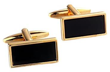 Lieson Hemd Herren Manschettenknöpfe, Schwarz Gold Manschettenknöpfe Rechteck Cufflinks für Hemd Hochzeit Geburtstag Geschenk