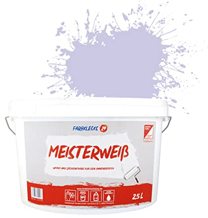 Farbklecks24 Meisterweiß Color, Wandfarbe Lila 2-1 (2,5L),(versch. Farben),hohe Deckkraft