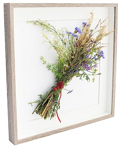 BD ART Cadre photo 3D, 50 x 50 cm, avec passe-partout, 40 x 40 cm, carré à remplir, plus profond pour objets, photos, souvenirs de 3 cm, pour tenture murale, chêne truffe