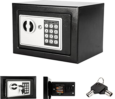 LEADZM Elektronischer Safe 4,8L – Feuerfester & Wasserdichter Tresor mit Digitalem Zahlenschloss & 2 Schlüsseln, Doppelstahlbolzen-Sicherheit für Schmuck, Bargeld, Wertsachen (23x17x17 cm, Grau)