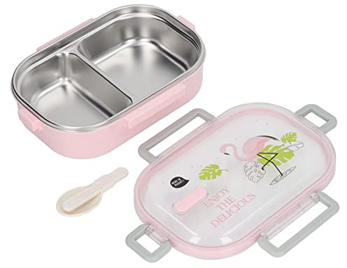 Ciciglow Thermal Insulation Stainless Steel Lunch Box, Compartment Liner, Leak Proof Container for Students & Children (Transparent Bird)