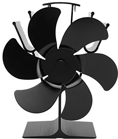 Ventilateur de Cheminée à 6 Lames Noir Alimenté par la Chaleur, Ventilateur de Poêle à Démarrage Automatique Non électrique, Ventilateur de Poêle à économie D'énergie pour Poêle à Bois, Granulés, Brûl
