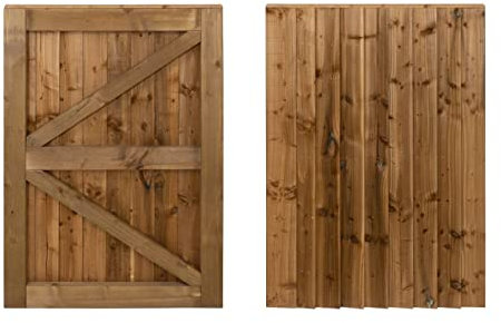 Featheredge Wooden Garden and Side Gates, Fully Framed and Capped (v2)(H-900, W-600, Brown Finish)