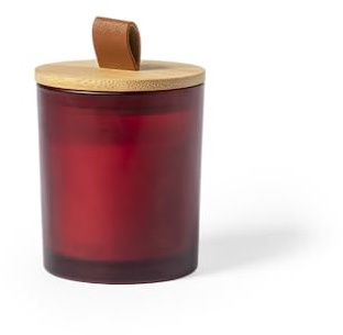 Original vela aromática de línea nature con distintos aromas. Fabricada en cristal, con tapón de bambú y tirador de Piel PU. Presentada en caja individual de diseño eco. (Rojo - Canela)