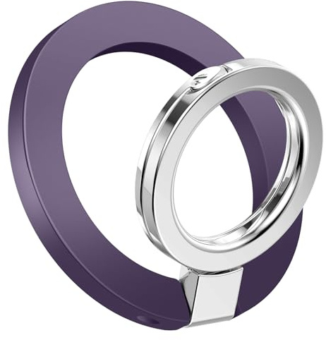 GVIEWIN Magnetic Phone Ring Holder, Compatible with MagSafe Phone Grip with Adjustable Stand, Magnet Phone Ring Kickstand for iPhone 17 Pro Max/16/15/14/13/12 Series/Other Smartphones (Purple)