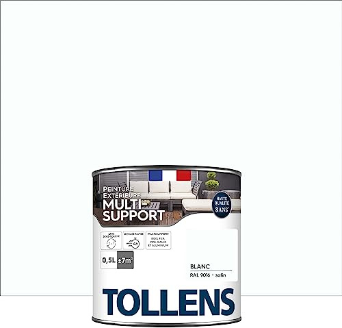 Tollens Peinture extérieure multisupport - Ultra résistante Haute qualité - Satin - Blanc - 0,5L = 7m2
