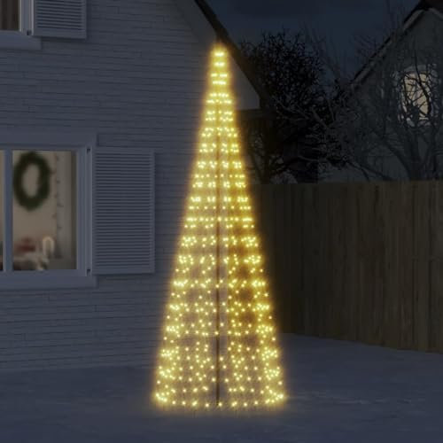 Canditree Outdoor Flagpole LED Christmas Tree Warm White Light Up Christmas Cone Tree Pyramid Christmas Tree (300 cm)