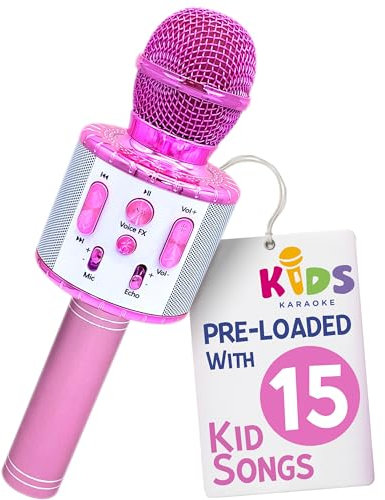 Move2Play, Kids Karaoke Microphone | Includes Bluetooth & Pre-Loaded Songs | Girls Birthday Toy for 2, 3, 4, 5+ Girls & Boys