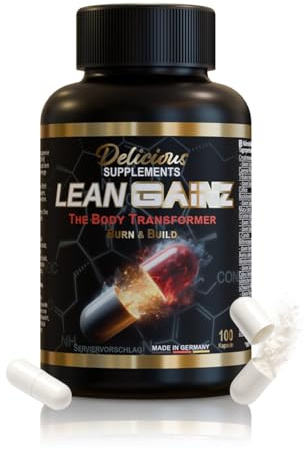 Lean Gainz - Abnehmkapseln mit Koffein, L-Carnitin & Grüntee-Extrakt - 100 Kapseln für 25 Tage - zur Diätbegleitung & Unterstützung des aktiven Stoffwechsels - Delicious Supplements - Made in Germany