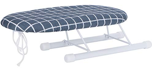 Sunicon Tabla de Planchar, Mini Tabla de Planchar, Mangas Plegables, Collares, Mesa de Planchar para Uso en el hogar y Viajes (Dark Blue Plaid)