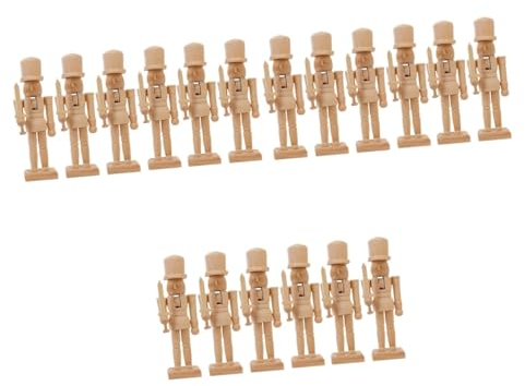 OFFSCH 18pcs Embryo Nutcracker Puppet Diy Paint Toy Unique Christmas Miniature Figurine for Family Random Style