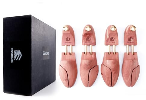 Esvioniq Herren Zedernholz Schuhspanner,verstellbare Holz Schuhspanner für Männer,Rote Zedernholz Schuhdehner mit Doppelschläuchen (2 Paar, EU 40-41)