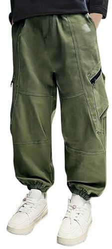Jungen Kinder Casual Cargohose Einfarbig Mode Lose Jogginghose Hose Für Sport Activewear 128 Jungen
