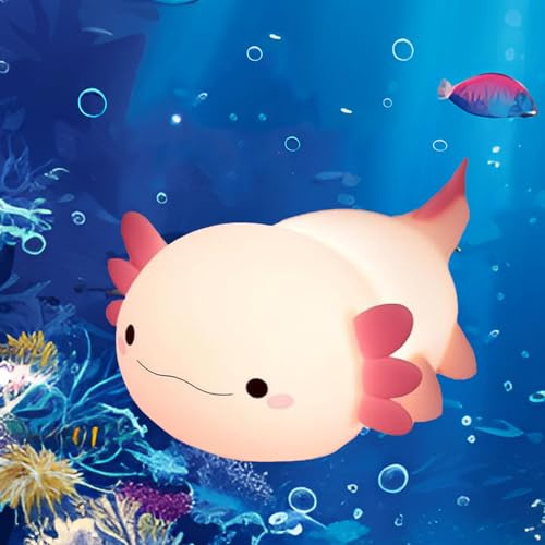 Silvotek Nachtlicht Kinderzimmer - USB Wiederaufladbar Axolotl Nachtlicht Silikon Dekoration für Baby- & Kleinkinderzimmer, Nachtlicht Baby Schlaflicht Axolotl Lampe Geschenke für Kinder