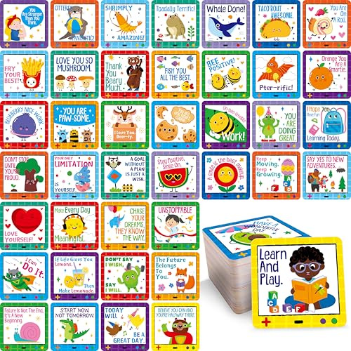 170 Motivational Cards for Kids, Cute Lunchbox Notes Inspirational Affirmations Words Funny Puns for Children, Boys and Girls, Perfect for Parties, Schools, Bake Sales, Picnics