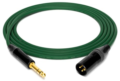 enoaudio Mogami 2534 Quad Câble de studio professionnel symétrique | Neutrik Gold 6,3 mm TRS jack – XLR mâle | HiFi, vert, 2 m