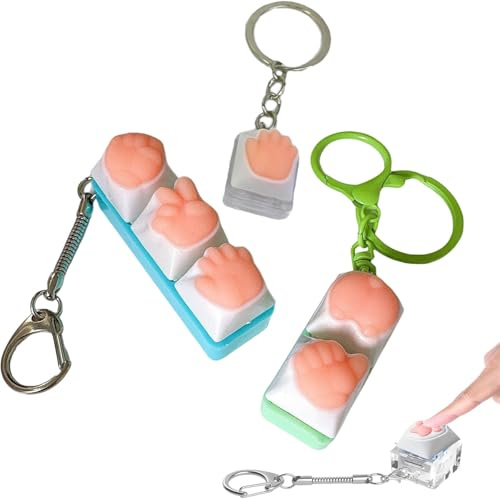 3 PCS Keyboard Fidget, Portable Keychain Clip Keycap Fidget, Keyboard Clicker Stress Relief Button, Pocket Tactile Relaxation Tool for Daily Use & Gift (Random Style)