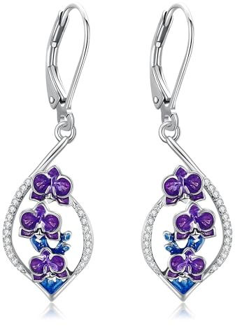 Flower Earrings 925 Sterling Silver Orchid/Plumeria/Tulip/Leaf/Daisy/Scottish Thistle/Chakra Earrings Flower Floral Jewellery Gifts for Women