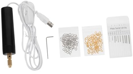 HOMSFOU Mini Taladro Eléctrico USB Portátil, Herramienta de Perforación Profesional para Joyería, Tamaño Pequeño y Ligero, Uso Manual para Bricolaje y Artesanía, Set 1 Unidad, Carga Usb,