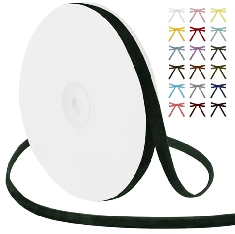 Uiopa Samtband Dunkelgrün 6mm Breit, 9m Geschenkband Samt Band, Schleifenband Dunkelgrün Ribbon Dekoband für Geschenkverpackung, Kränze, Hochzeit, Party, DIY Handwerk