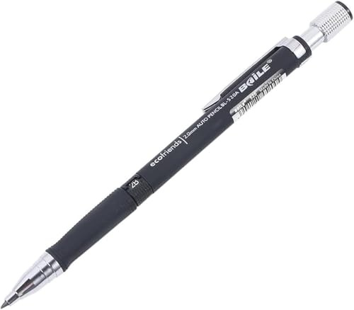 Zhhuoc 1 portaminas negro de 2,0 mm, 2B, herramientas de escritura de dibujo con plomo, lápices mecánicos, suministros de escritura y corrección de oficina escolar