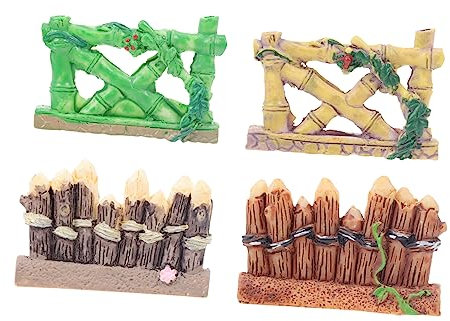 Toyvian 4piezas Valla De Bambú De Estatuas De Cerca De Decoración De Jardín para Paisajismo Interior Miniaccesorios De Decoración De Jardín