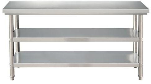 3 Tier Food Preparation Table Stainless Steel Work Table Commercial Catering Table Kitchen Prep Table Kitchen Shelving Unit Metal Worktable(Size:120x80x80cm,Color:3 Tier)
