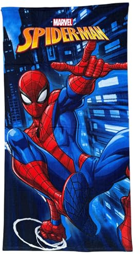 CARTOON Telo mare Marvel Spiderman in microfibra di poliestere 240 gsm asciugamano da spiaggia piscina per bambini dimensione 70 x 140 cm