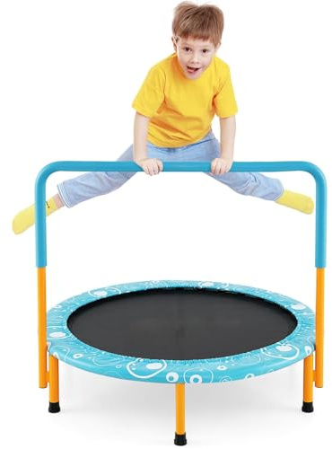 FANTASK Φ92 cm Trampoline de Jardin pour Enfants, Mini Trampoline de Fitness Pliable pour l'intérieur et l'extérieur