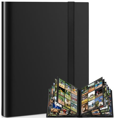 Classeur Carte, Album de Cartes Pokemon à Collectionner, 468 Poches Latérales - Étanché en Polyuréthane, Portable - Compatible avec Pokémon, MTG, TCG, Cartes de Baseball & Football-Noir
