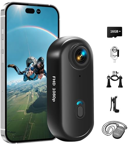Tiantianle Mini Camera Sport,4K Action Cam WiFi et Carte mémoire 16 Go,caméra POV sous-Marine étanche jusqu'à 30 m, 360 ° pour Casque de vélo,caméra corporelle,bodycam,Camera Waterproof,Petite caméras