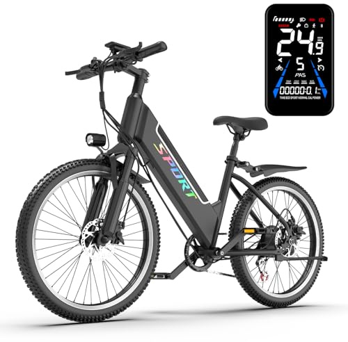 DEEPOWER 26 Bicicletta Elettrica, Bici Elettrica con Batteria Rimovibile 48V 10Ah, Autonomia 45 km, Sospensione Anteriore, E bike per Adulti