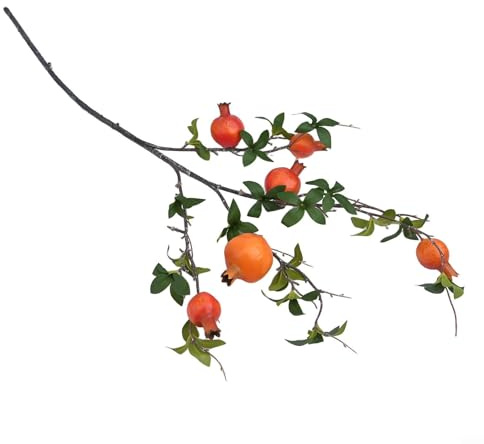 Cachi artificiale, melograno, arancio, ramo di frutta 95 cm, decorazione autunnale per la casa, fiori finti in EVA, per festival, matrimoni, ristoranti, bar, decorazione (melograno arancione)