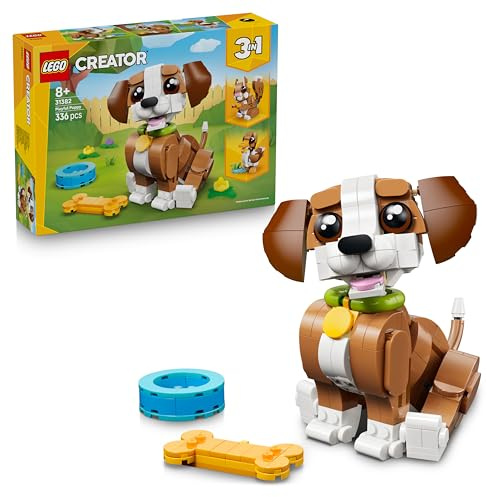 LEGO Creator 3in1 Cute Animals: Playful Puppy Dog Toy - Pet Animal Figure Transforms into a Squirrel or Duck - Creative Birthday Gift for 8+ Year Old Girls & Boys - 31382