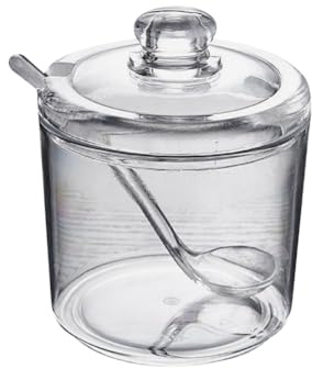 FSSTUD 320 ml Clear Sugar Bowl with Lid and Spoon Acrylic Salt Container Seasoning Spice Storage Jars Kitchen Counter Dry Ingredient Canisters Coffee Bar Accessories Canisters