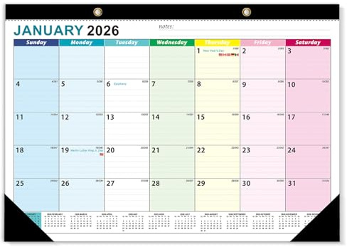Calendrier mural de janvier 2026 à juin 2027, calendrier mural académique 18 mois 2026-2027, calendrier mensuel détachable pour le bureau, planificateur familial, planificateur suspendu avec