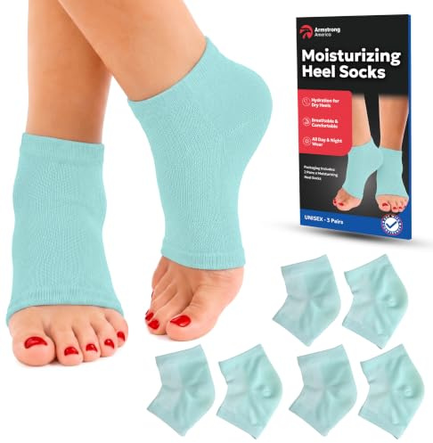 Moisturizing Socks for Women & Men | Cracked Heel Treatment with Aloe Vera | Moisturizer Foot Callus Remover | Aloe Socks for Cracked Heels & Dry Rough Feet (Green - 3 Pairs, Fits Most)