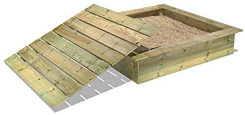 WICKEY Sandkasten Holz Sandkiste King Kong 145x145 cm mit Deckel für Kinder, Buddelkiste, Spielplatz im Garten aus Holz, langlebiger Abenteuerspielplatz für Kinder