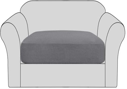 BellaHills Stretch Sofa Seat Cushion Cover Sofa Couch Cushion Furniture Protector Sofa Slipcover with Elastic Bottom Spandex Jacquard Fabric Small Checks(1 Piece, Grey)