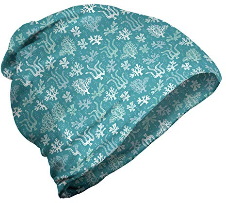 ABAKUHAUS Unter dem Meer Unisex Beanie, Algen Algen Bubbles, Wandern im Freien, Kadett-Blau und Seafoam