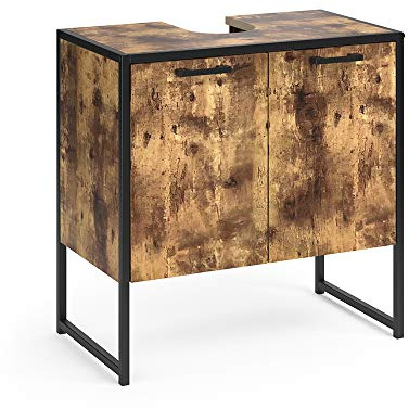 Vicco Waschbeckenunterschrank Fyrk, Antikholz, 60 x 60 cm | mit Siphonaussparung zur Montage unter dem Waschbecken