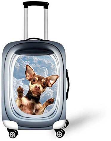Elastisch Kofferhülle, DOTBUY 3D Reise Kofferschutzhülle Gepäck Cover Reisekoffer Hülle Schutz Bezug Schutzhülle Waschbare Reisetasche Kofferbezug (Süßer Welpe,M (22-24 Zoll))