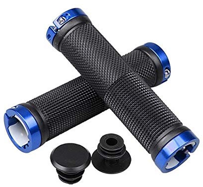 Fahrradgriffe MTB Fahrrad-Lenker Abdeckung Anti-Rutsch-Stoß- Mountainbike Grips Lock On Gummi BMX Fahrrad-Lenker End Grip Fahrrad Lenker Griffe (Color : Blue)